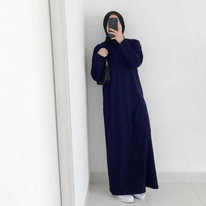 Larvaoutfit - Inner Dress Lengan Panjang Warna Hitam Inner Span Manset Gamis