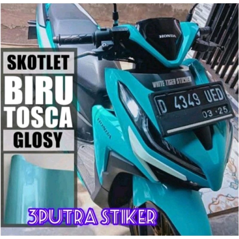 skotlet stiker motor mobil biru toska glossy