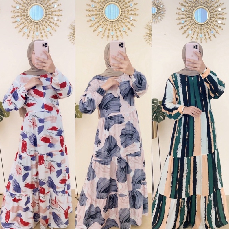 HARGA GROSIR gamis viral susun rayon daster canda 3 Dara termurah ?