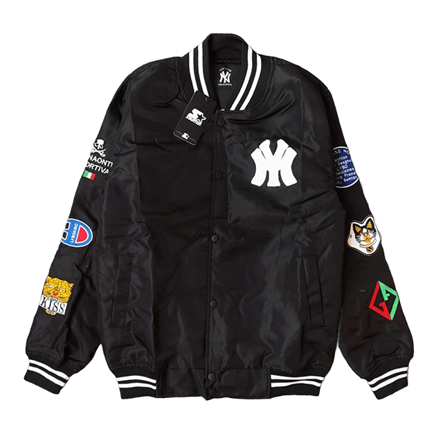 Jacket Varsity Baseball Vintage Pria Wanita NY STARKID