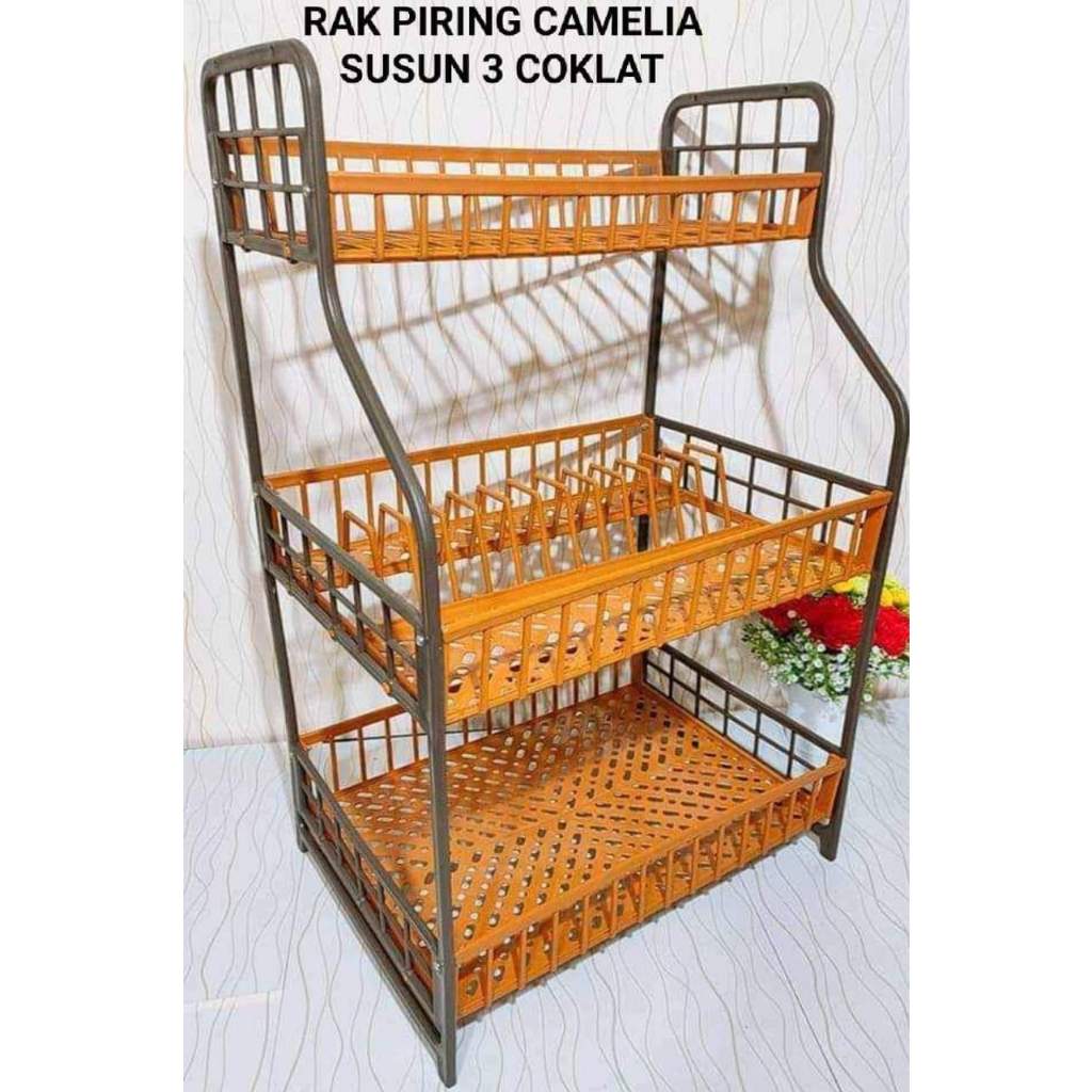 Rak piring plastik 3 susun/rak piring mini