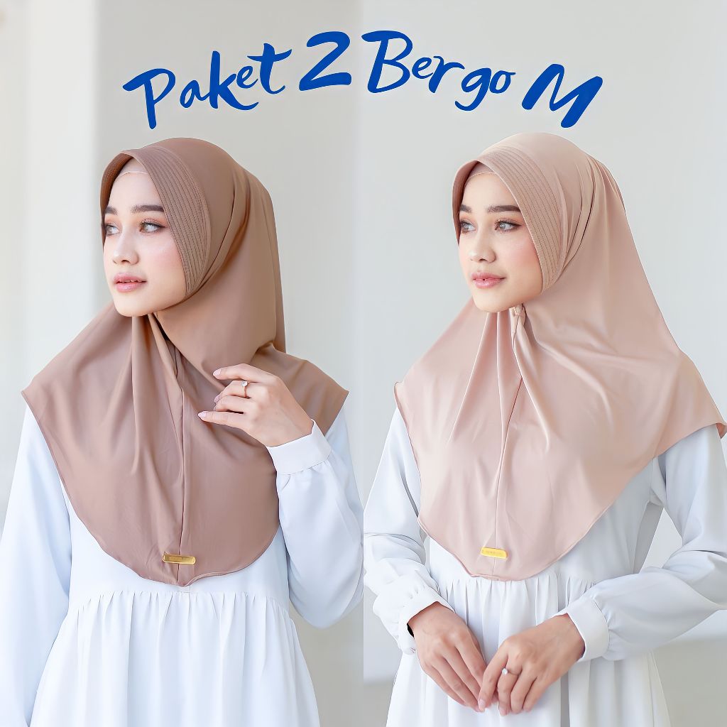 (PAKET 2 PCS) Hijab Bergo Hamidah Jersey Size M – Jilbab Instan