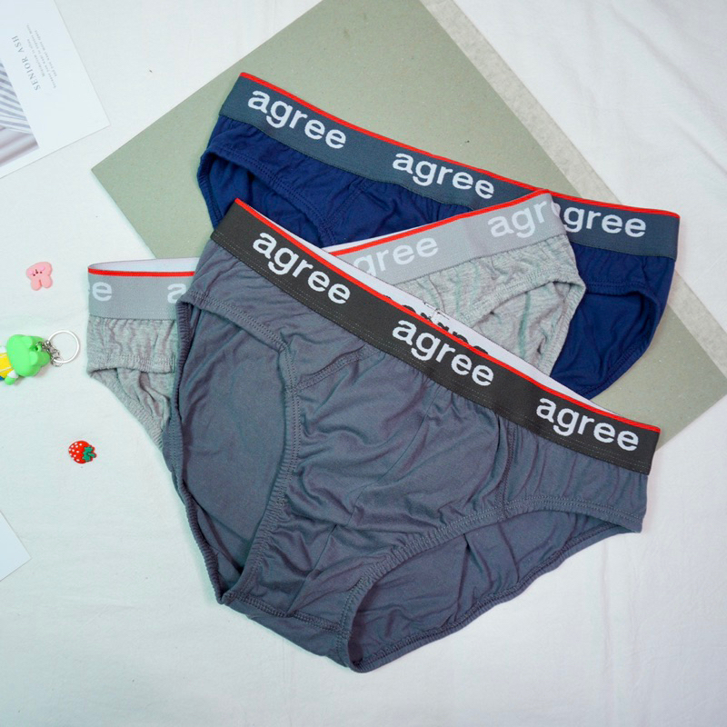 (3Pcs) Box Celana Dalam Pria Agree Sports 2322 Briefs Katun Karet Lebar Millenials