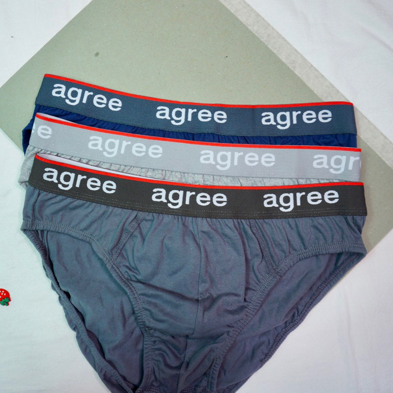 (3Pcs) Box Celana Dalam Pria Agree Sports 2322 Briefs Katun Karet Lebar Millenials