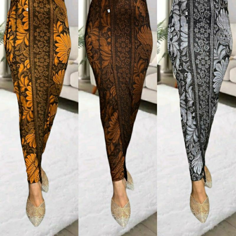 Rok batik kamen jadi denim jaguar tebal strait melar