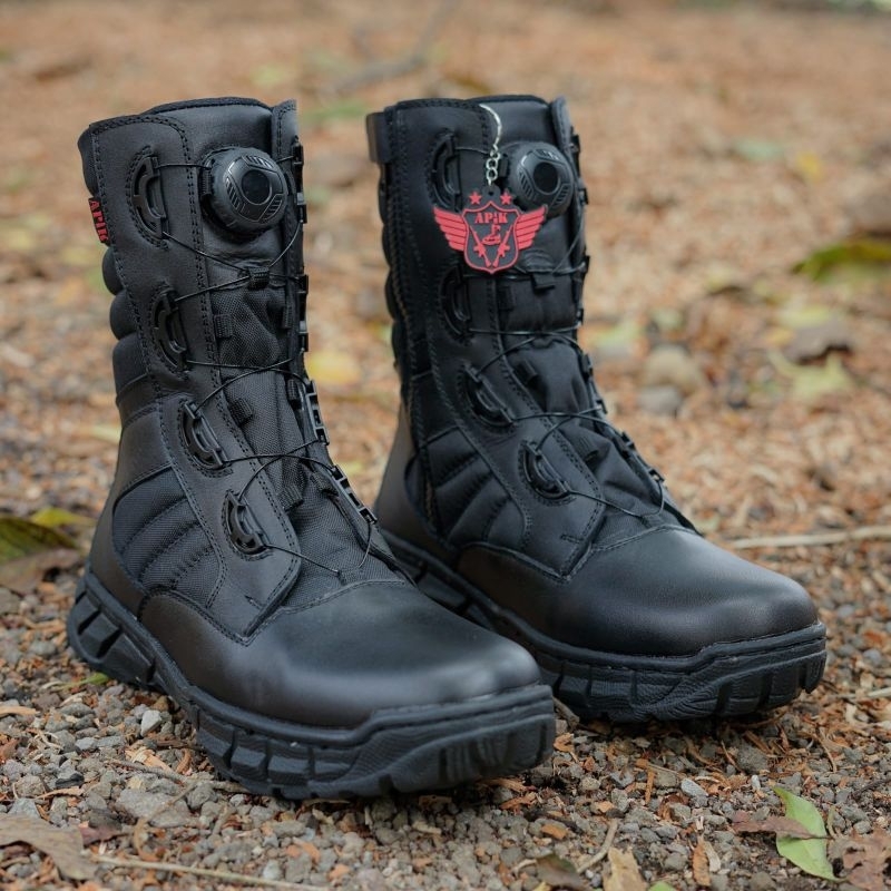 Sepatu Pdl Tali Putar PASKHAS Kulit Sapi Asli Merk APIK Sepatu PDL Tni Polri Security Satpam