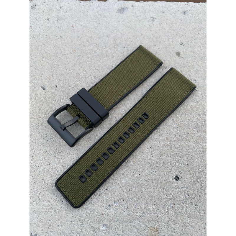 Strap tali jam tangan kombinasi kanvas silikon hijau