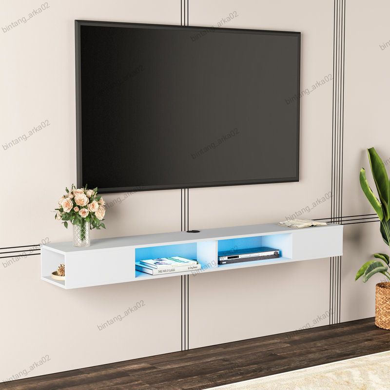 Rak tv gantung modern with lampu LED uk160cm