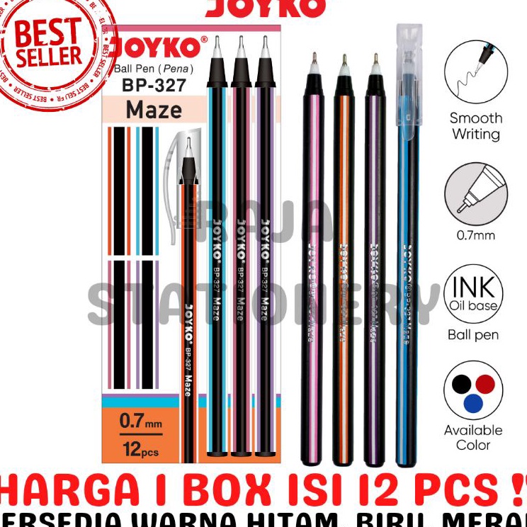 

➟➬✢ TERMURAH !! BALL PEN JOYKO MAZE PULPEN LILIN PULPEN HITAM BIRU MERAH JOYKO BP-327 LUSIN [12PCS]
