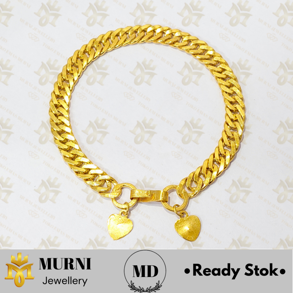 Perhiasan Gelang Emas Muda Asli Model Susun Sirih Bandul