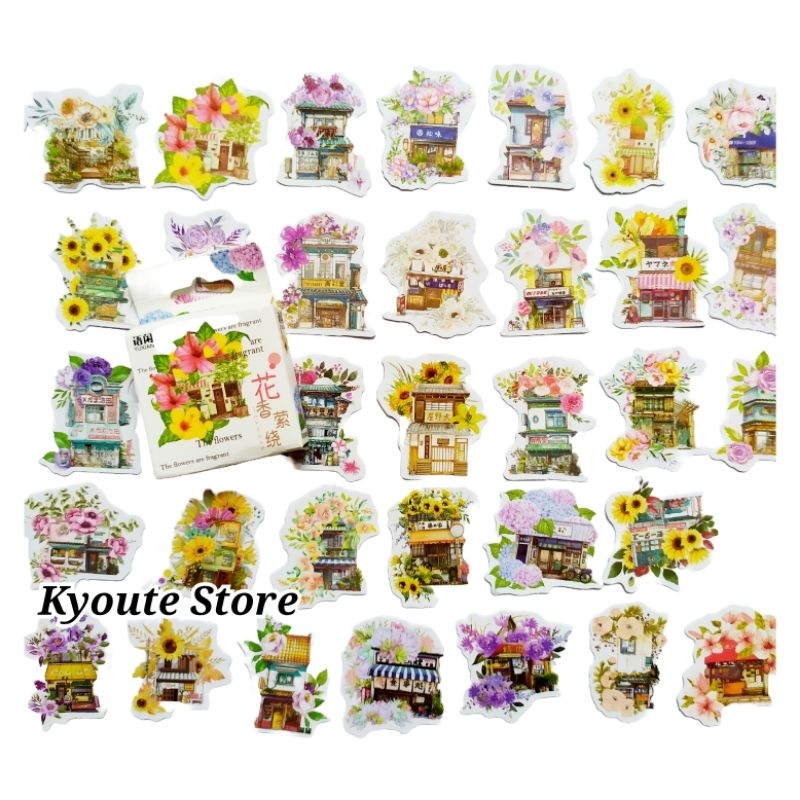 

50 pcs Sticker Deco Flower Shop Aesthetic Scrapbook DIY Bujo Planner Journal Diary HP