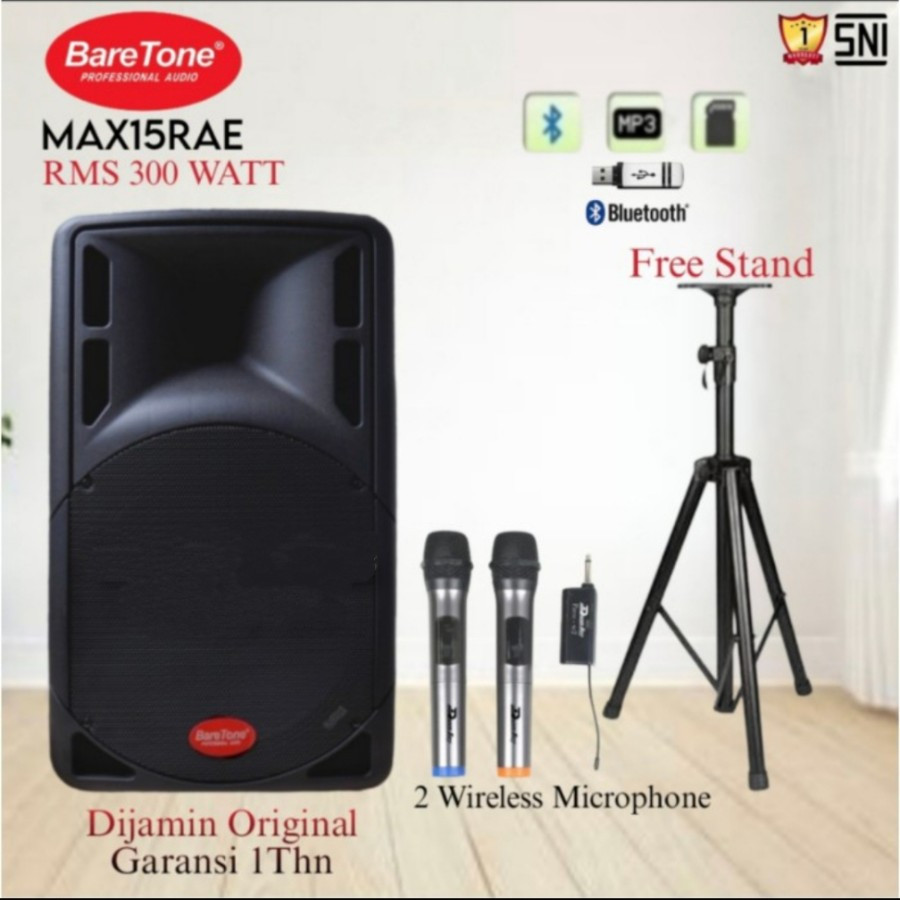 Paket 1 psg 2pcs Audio 600 WATT Speaker Aktif 15 Inch Baretone Wireless ORIGINAL