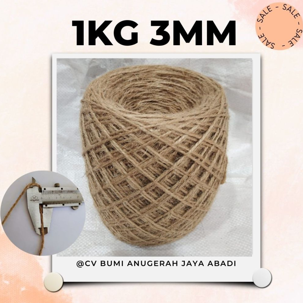 

1Kg (2ply) ±3MM Tali Rami, Tali Goni, Jute, Tali Vintage, Craft, Aksesoris