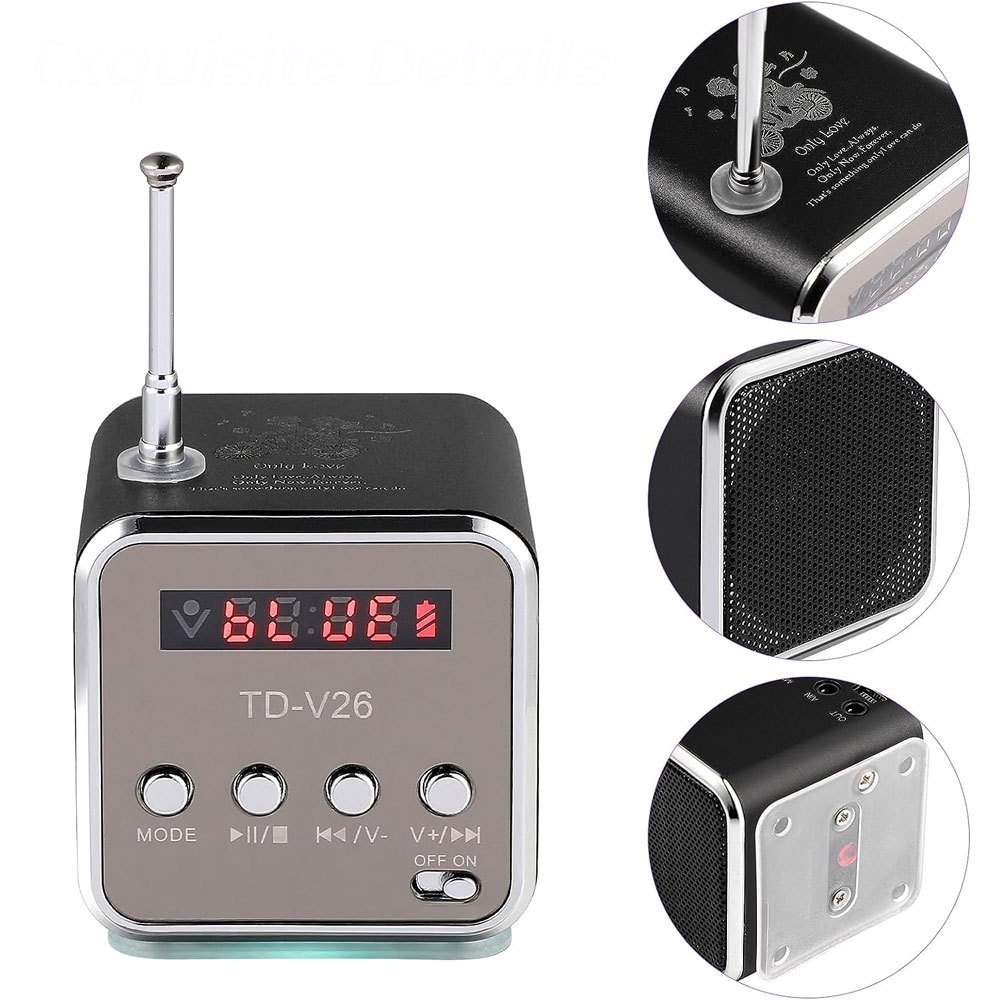 NBY Speaker Mini Portabel Bluetooth FM Radio TF Card - TD-V26 / Box LED Display Panel Perlengkapan A