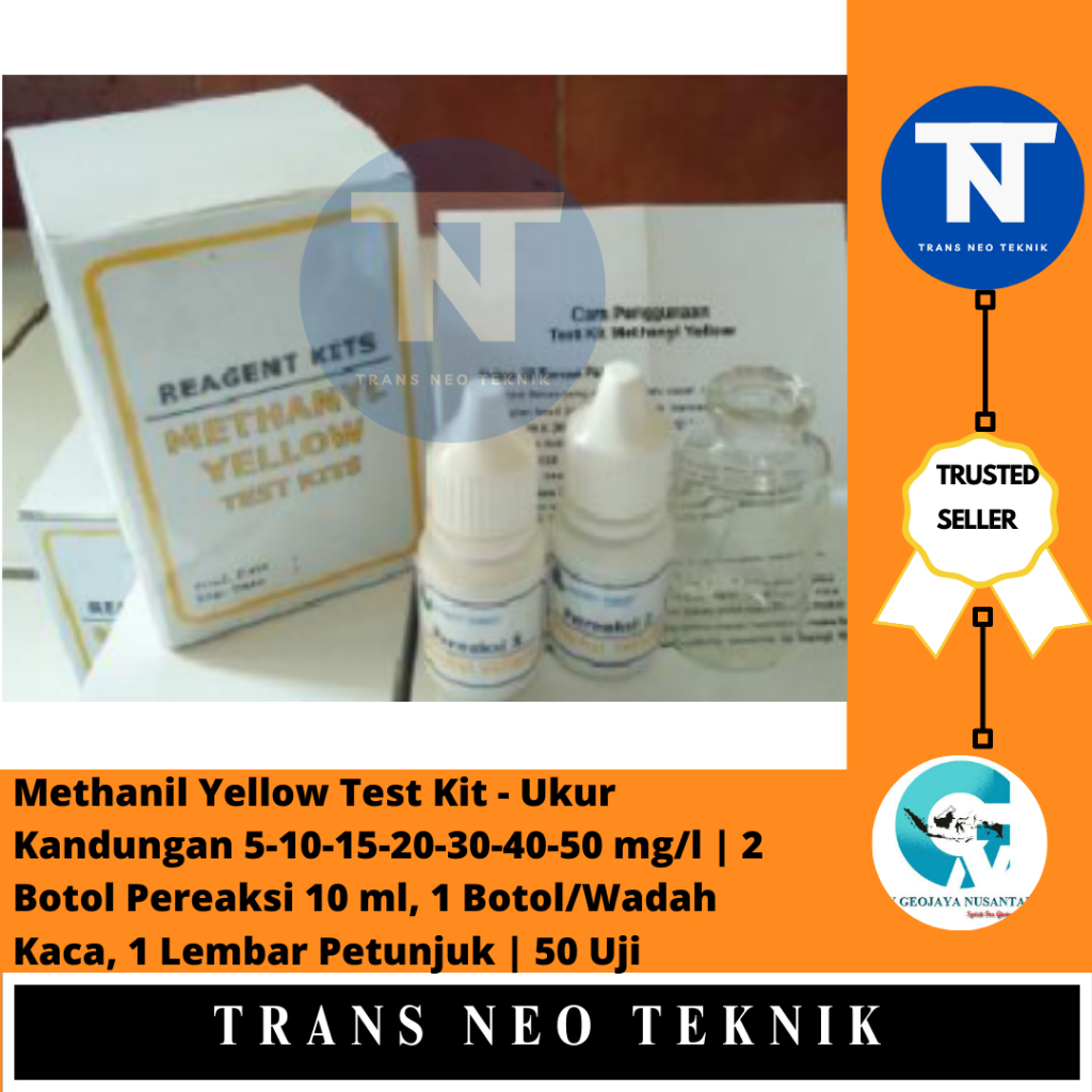Methanil Yellow Test Kit - Ukur Kandungan 5-10-15-20-30-40-50 mg/l | 2 Botol Pereaksi 10 ml, 1 Botol