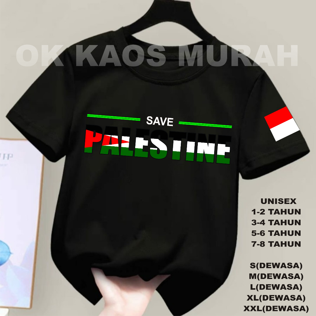 KAOS ATASAN ANAK-ANAK DEWASA KAOS SAVE PALESTINE KAOS FREE PALESTINE PALESTINA