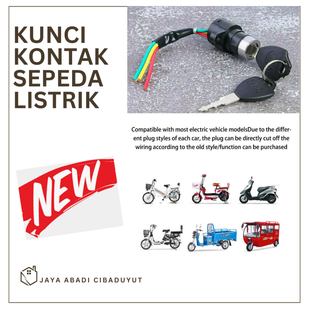 Kunci Kontak Sepeda Listrik Universal Kunci Kontak 3 Kabel sparepart selis scooter motor listrik