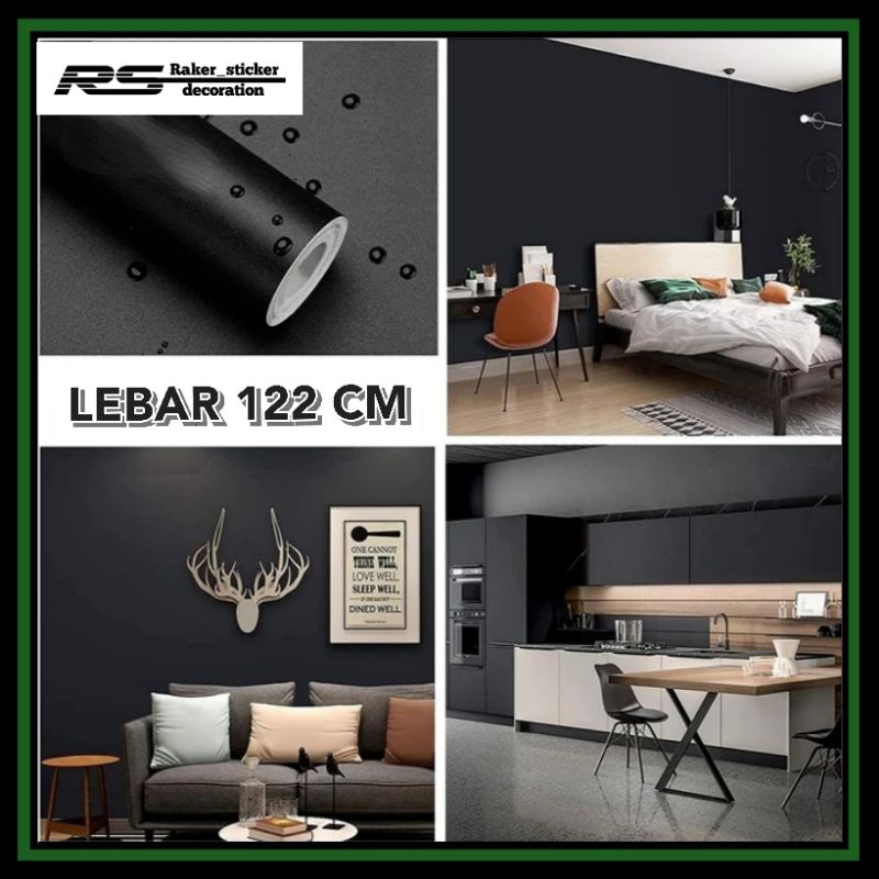 STIKER PVC POLOS HITAM PUTIH / SKOTLET HITAM & PUTIH GLOSSY DOFF LEBAR 120CM PREMIUM