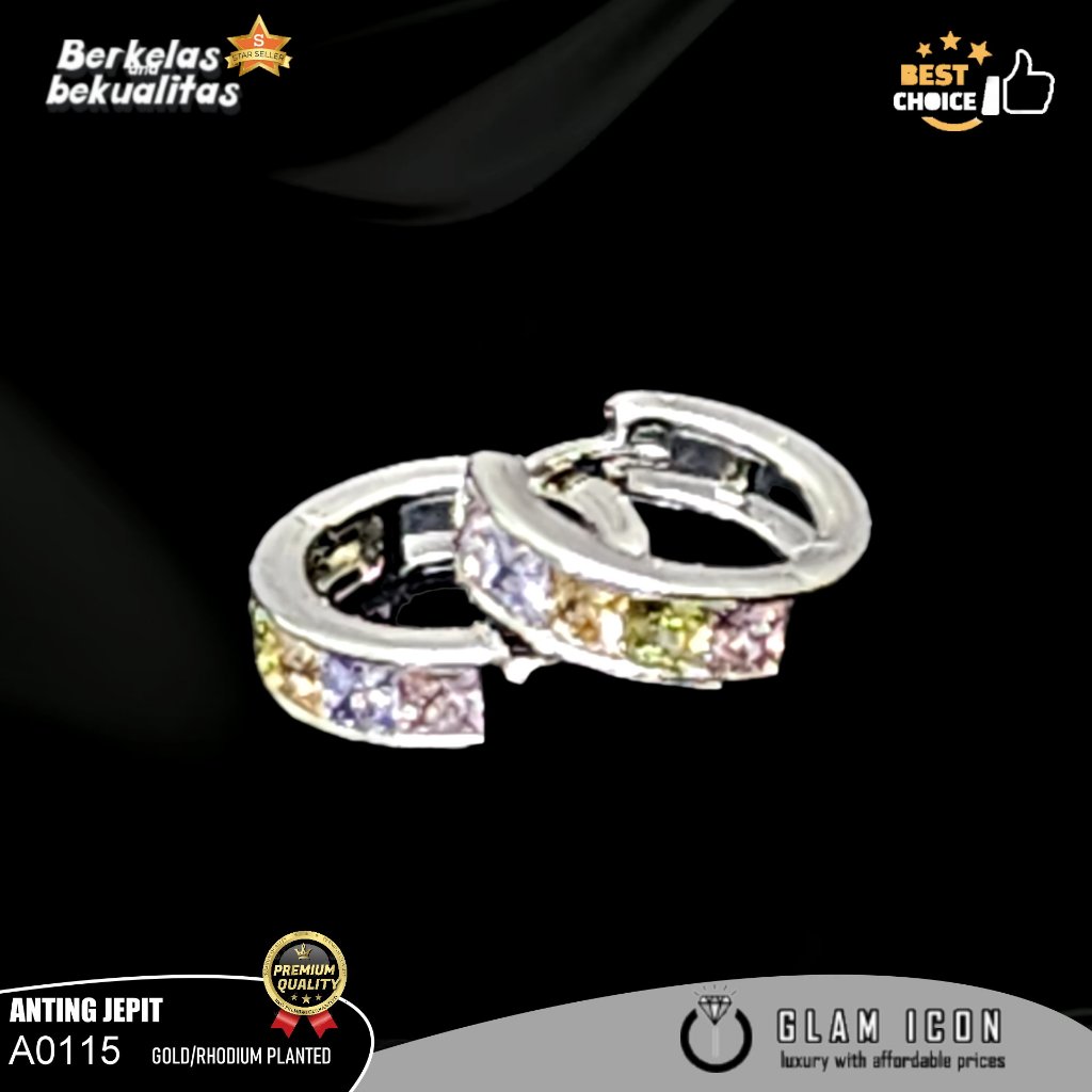 Anting Jepit Mata Kotak Rainbow A0115 AJS