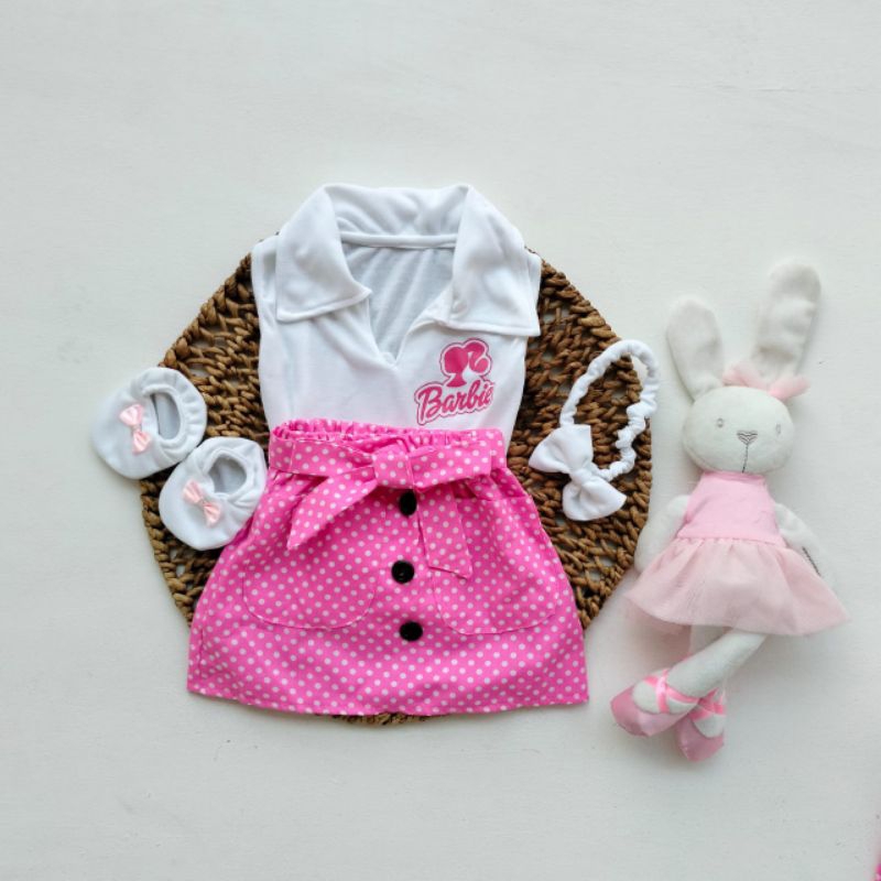 BAJU BAYI PEREMPUAN BARBIE SET BAYI USIA 0-9 BULAN