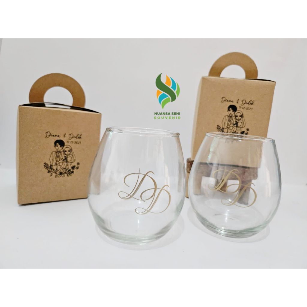 Souvenir Pernikahan Gelas Wine Tuscany Cangkir Telur Tumbler Mug Minum Kaca Custom Kemas Box Rustic