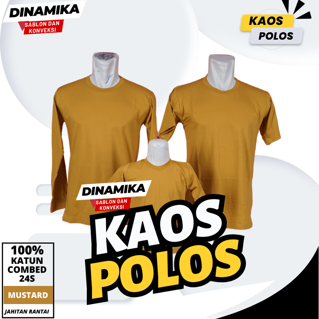 KAOS POLOS COTTON COMBED 24S MUSTARD DEWASA , ANAK - ANAK