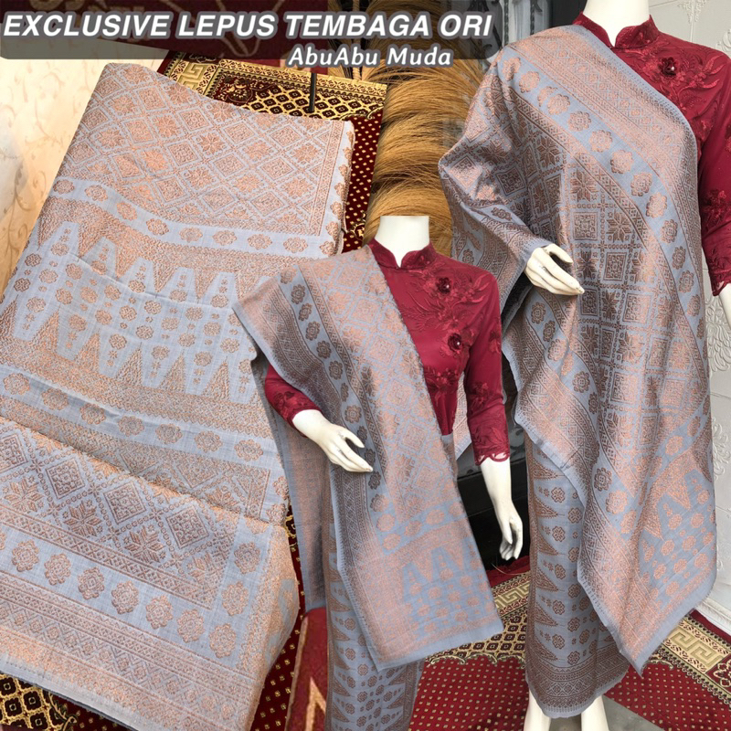 EXCLUSIVE Lepus Tembaga ORI Abu Abu Warna Alam /songket tenun asli palembang /ilham songket palemban