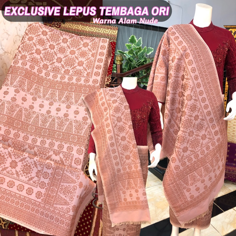 EXCLUSIVE Lepus Tembaga ORI Nude Warna Alam /songket tenun asli palembang /ilham songket palembang