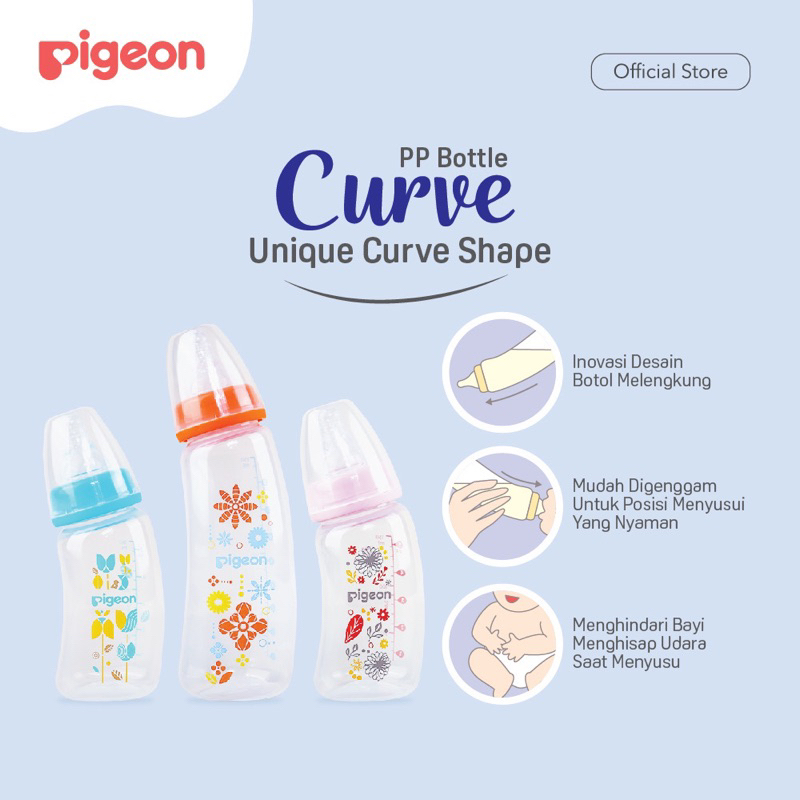 Pigeon Botol PP Curve 150ml dan 250 ml with S-Type Nipple