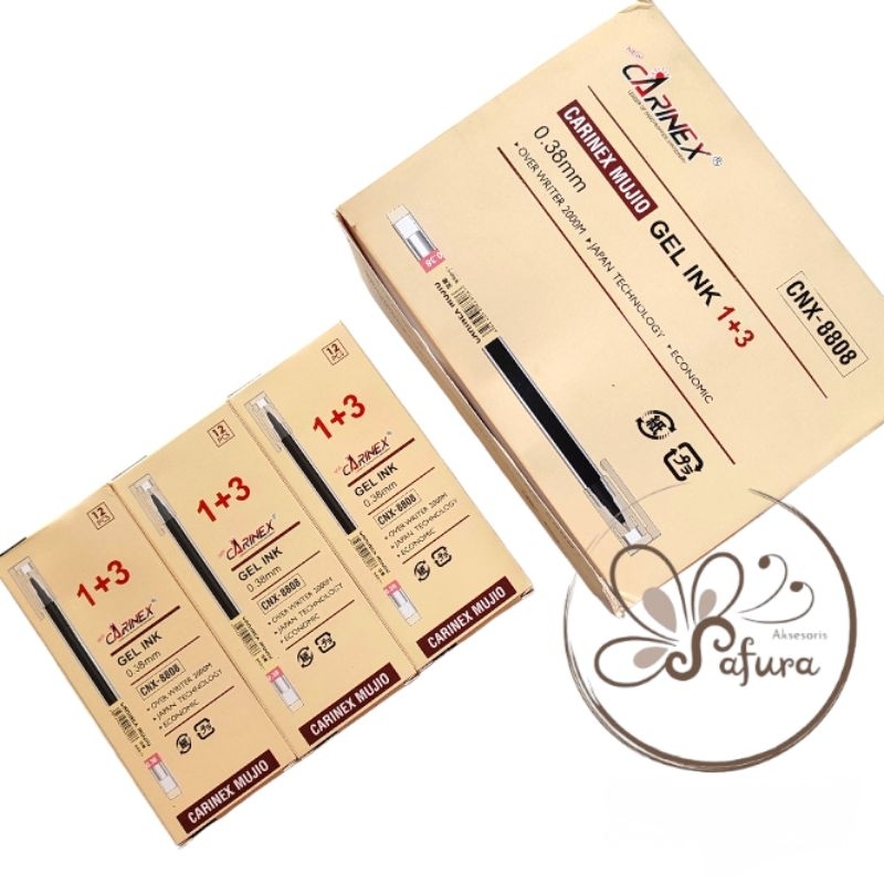 

pulpen gel carinex MUJIO tinta hitam 1 lusin
