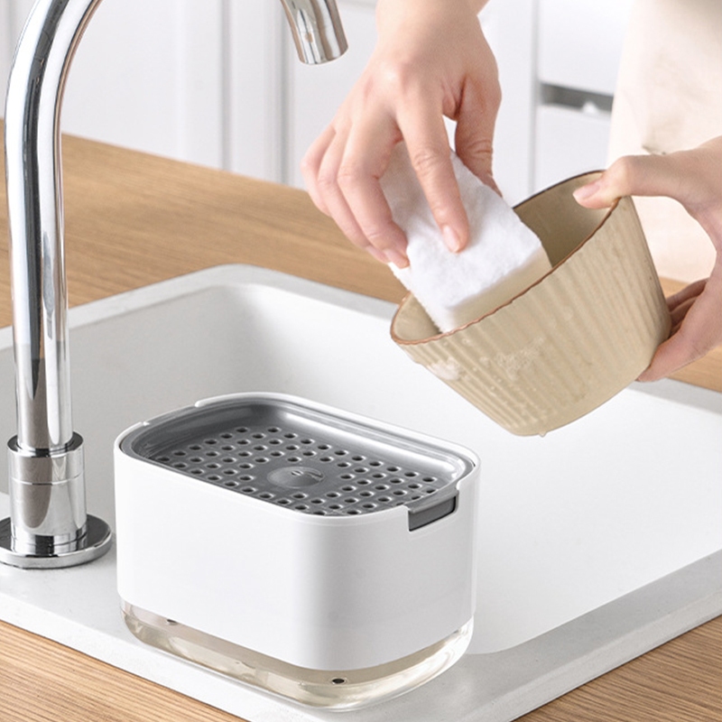 Pump Kitchen Soap Dispenser Kotak Sabun Cuci Piring Free Sponge