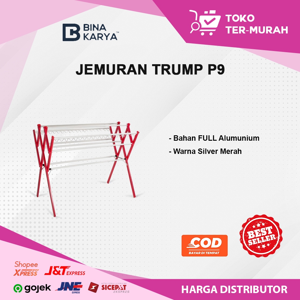 JEMURAN TRUMP P9 JEMURAN BAJU ALUMUNIUM JUMBO JEMURAN BAJU WARNA JUMBO LIPAT BINA KARYA JEMURAN BAJU