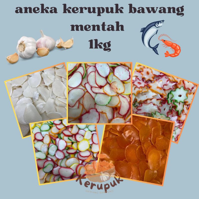 aneka kerupuk bawang 1kg / kerupuk seblak/ kerupuk mentah