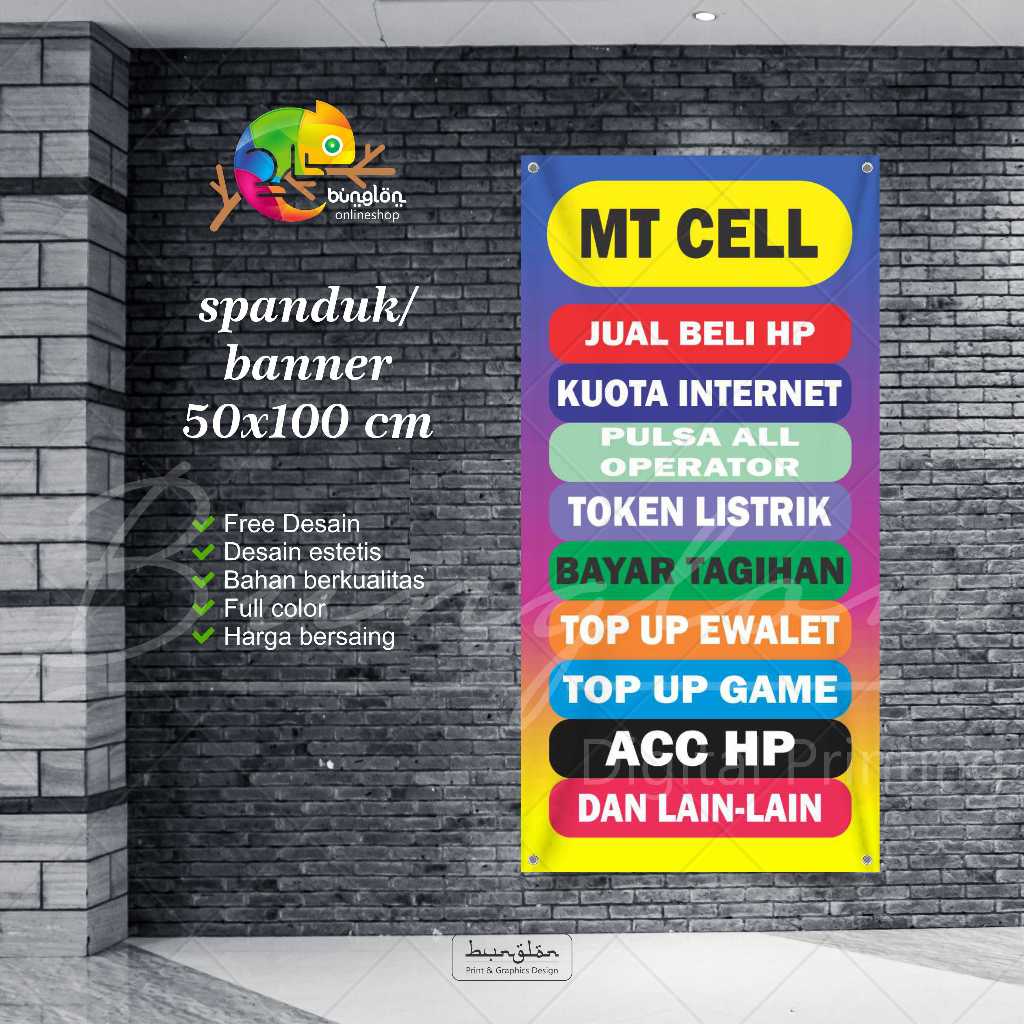Spanduk Banner 50x100 Konter Cell Reques Desain