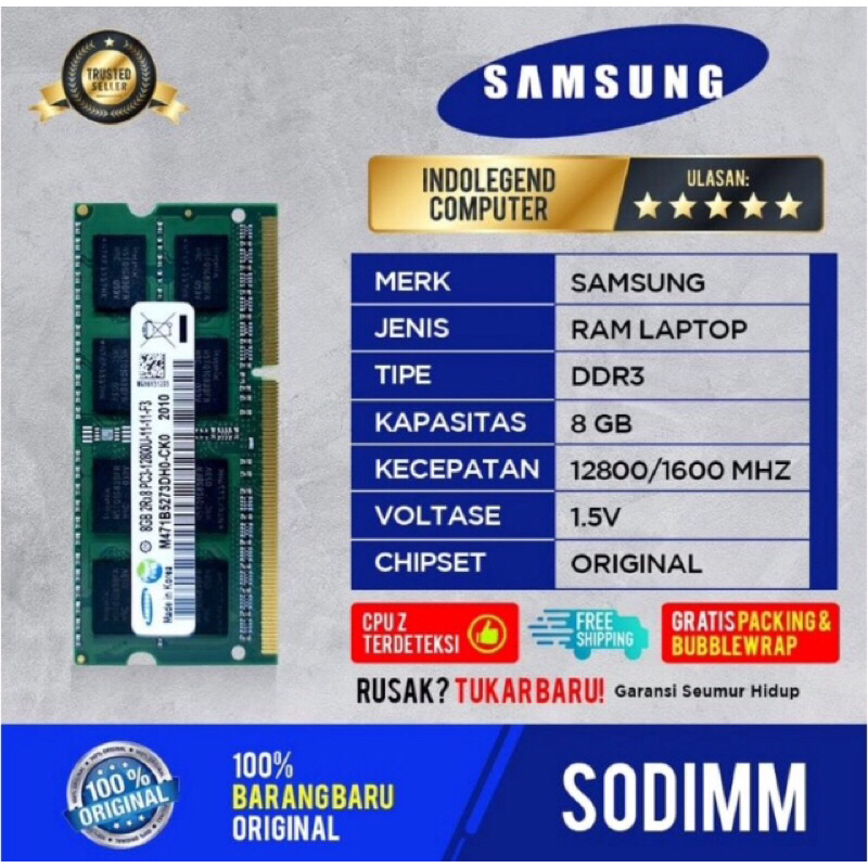 Ram Laptop 8Gb DDR 3 Samsung
