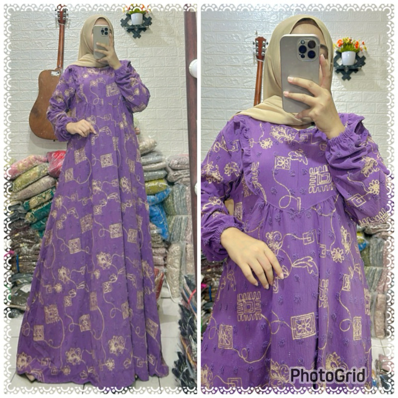ZEA - GAMIS KRINGKLE RUBY PREMIUM FULL BORDIR / GAMIS KRINGKLE DOT POM-POM PREMIUM FULL BORDIR / GAM