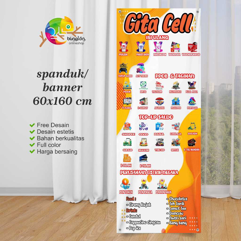 Spanduk Banner 60x160 Konter Custom Nama