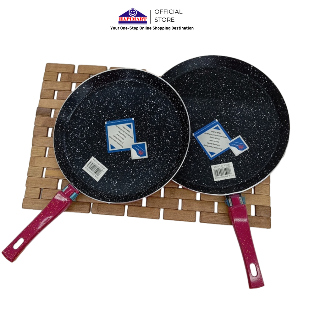 Frypan Anti Lengket Premium Marble Pan Gagang Pink 26 CM/Teflon Goreng/Teflon Masak/Wajan Penggoreng