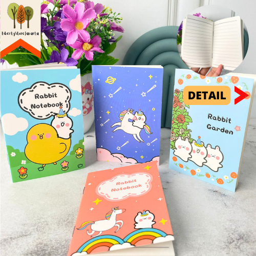

Buku Mini Notebook A7 Warna Warni Motif Rabbit Unicorn Halaman Bergaris HX-814
