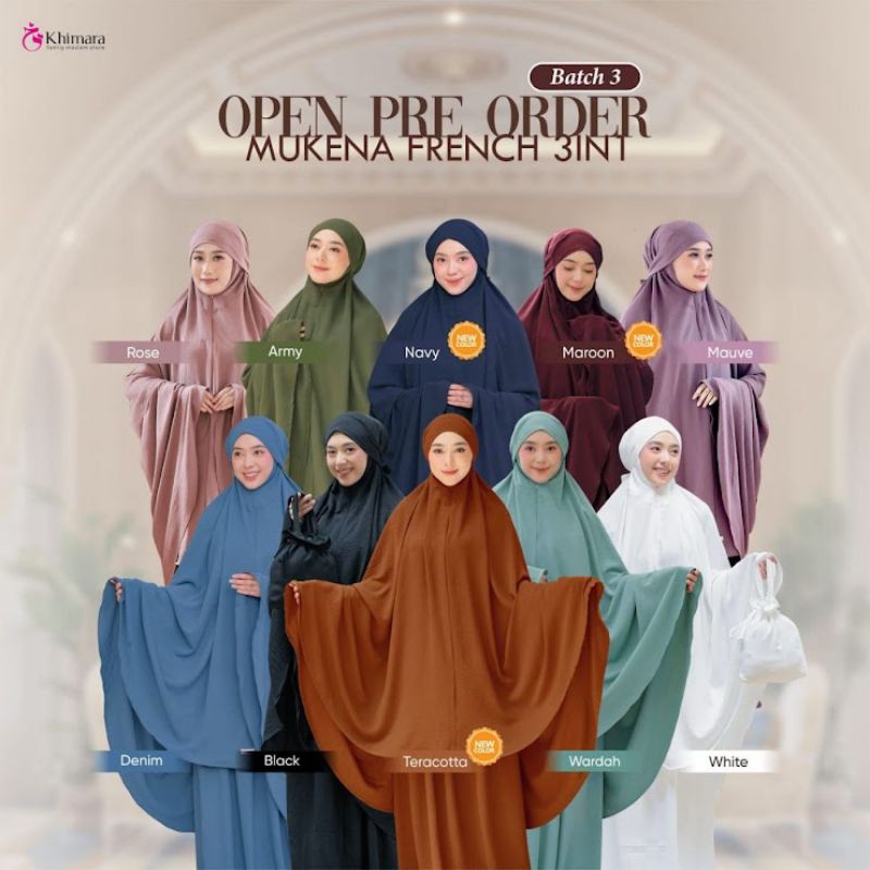 Mukena French 3 in 1 by Khimara/mukena crinckle