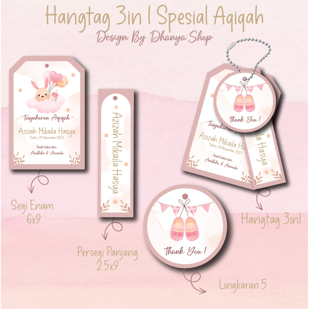 

Hangtag 3in1 / Hangtag Souvenir Hampers / Hang Tag Kelahiran / Hang Tag Aqiqah