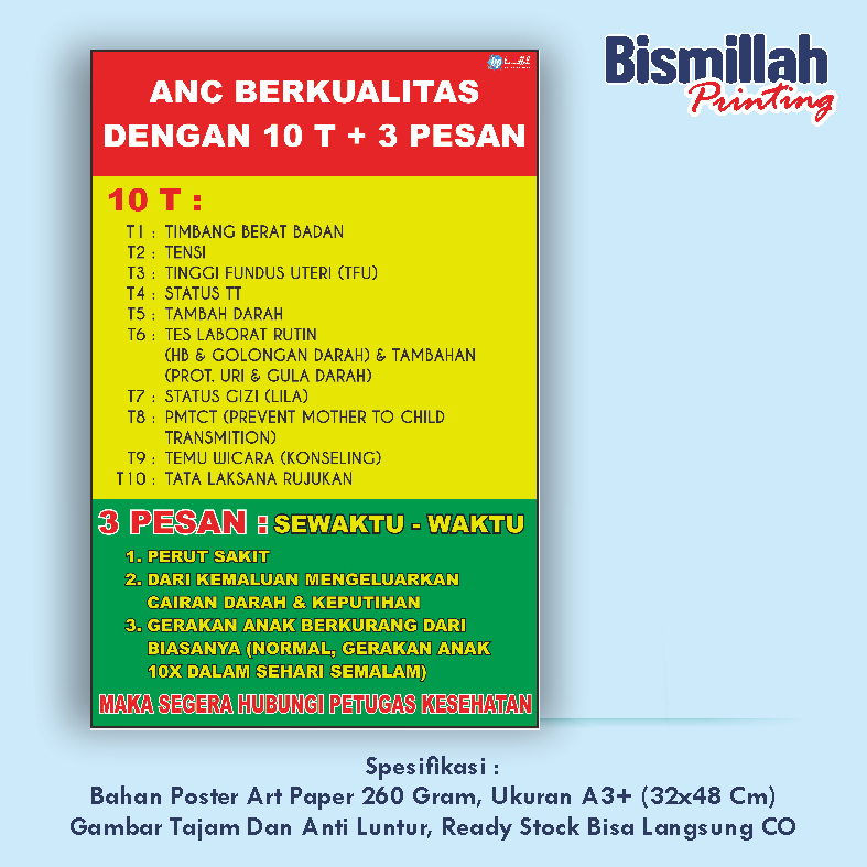 

Poster Kesehatan 10T & 3 Pesan ANC Berkualitas