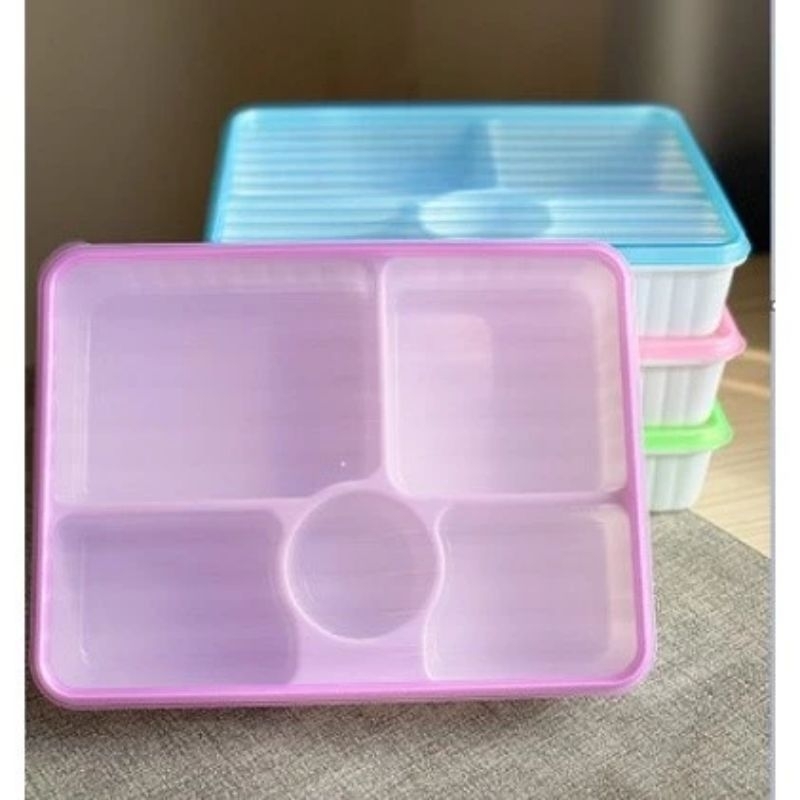 kotak makan lunch box sekat 5 plastik sks