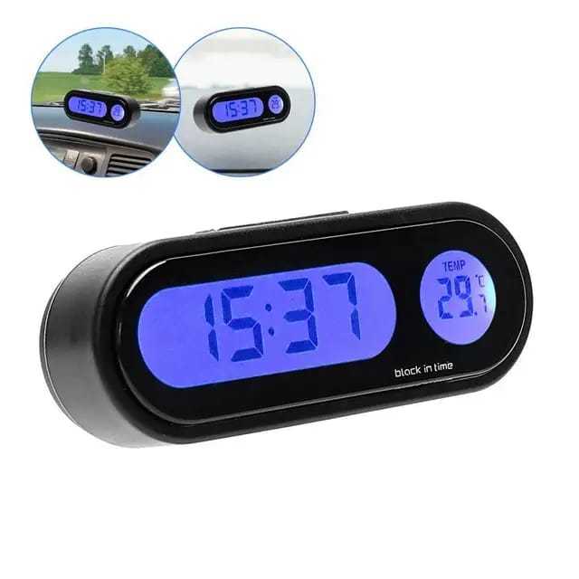 Termometer Jam Mobil Jam Digital LED Blacklight Biru Dengan Termometer