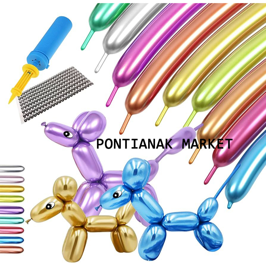 Balon Twist Chrome/ Balon Panjang Metalik/ Balon Cacing/ Balon Pentil Satuan