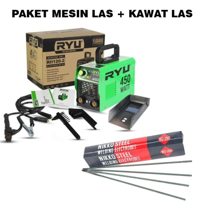 Mesin Las Listrik 450 Watt Ryu Trafo Las Listrik Travo Welding Inverter IGBT 120 Tekiro