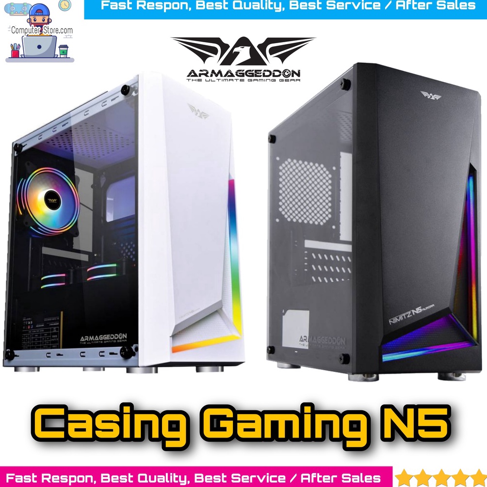 Terbaik.. Casing Gaming PC Armageddon Nimitz N5 Aurora Micro ATX Matx M-atx With Tampered Glass Side