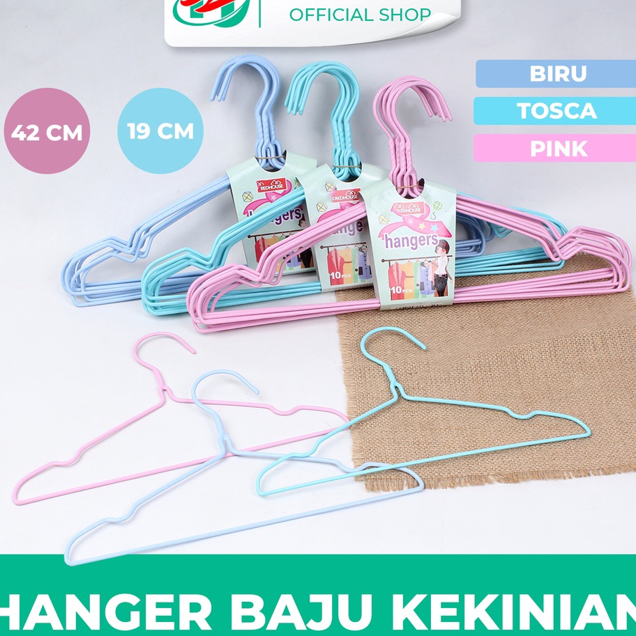 JMXT4894 ORIGINAL% Hongzhuo Hanger Kawat Stainless Hanger Warna Warni Isi 10Pcs