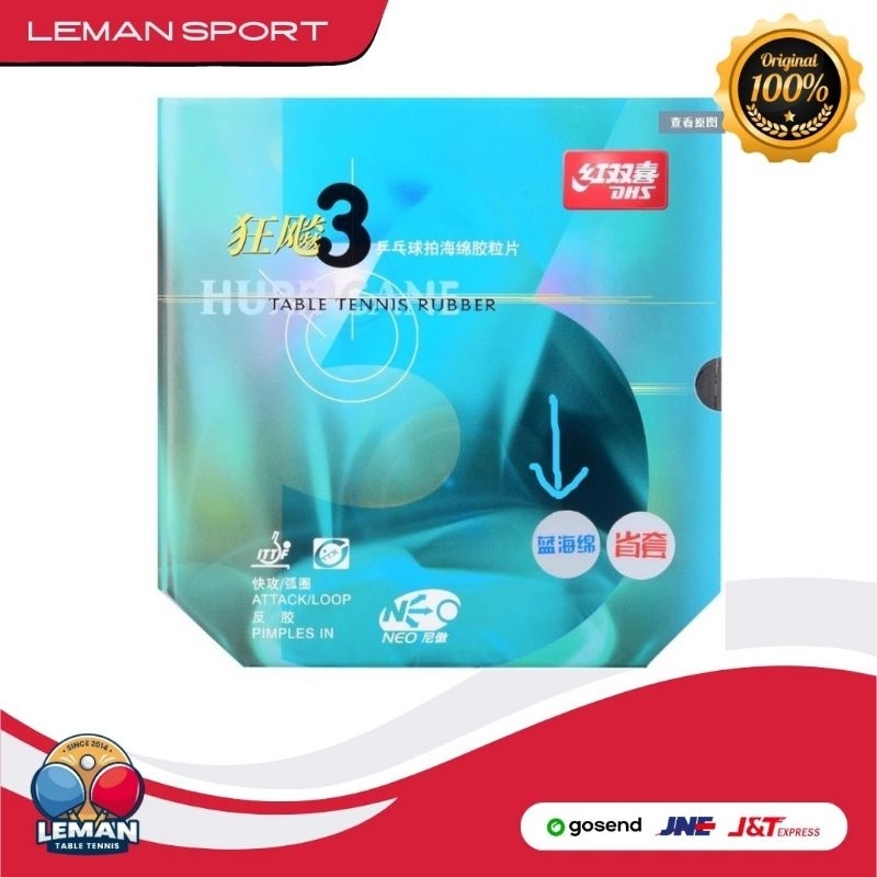 Karet DHS Hurricane Neo Provincial Blue sponge D39 & D40 / 2.15 mm / Karet Bet Pingpong Tenis Meja