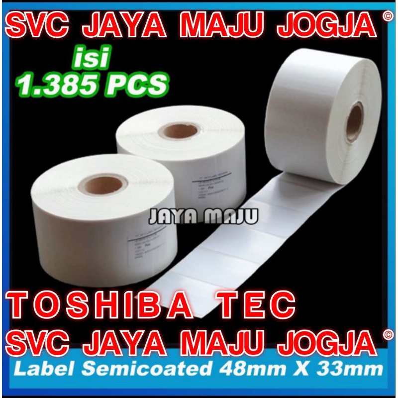 

[ TOSHIBA ] 48 X 33 - 1 LINE SEMICOATED - FACE IN - ISI 1.385 PCS || CORE 1" || LABEL BARCODE THERMAL TRANSFER PAKAI RIBBON - APOTEK OBAT LABORATORIUM RUMAH SAKIT KONVEKSI SPAREPART MOTOR MOBIL || 48X33 - B-EV4T B-EV 4T BEV4T BEV 4T